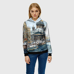 Толстовка-худи женская Новогодний снежный Питер, цвет: 3D-черный — фото 2