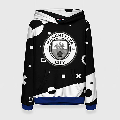 Женская толстовка Манчестер сити геометрия блэк / 3D-Синий – фото 1