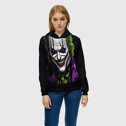 Женская толстовка Улыбающийся Джокер / 3D-Черный – фото 3