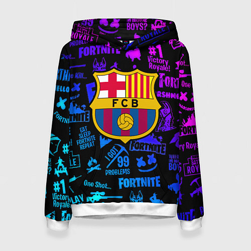 Женская толстовка Barcelona x fortnite neon / 3D-Белый – фото 1
