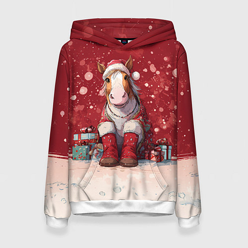 Женская толстовка Лошадка в новогодних сапогах / 3D-Белый – фото 1