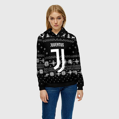 Женская толстовка Ювентус новый год текстура / 3D-Черный – фото 3