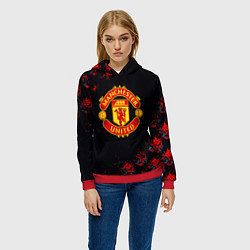 Толстовка-худи женская Манчестер Юнайтед самураи, цвет: 3D-красный — фото 2