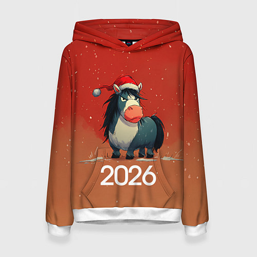 Женская толстовка Новый год - лошадка 2026 / 3D-Белый – фото 1