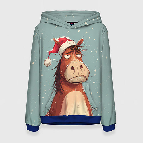 Женская толстовка Недовольная лошадка / 3D-Синий – фото 1