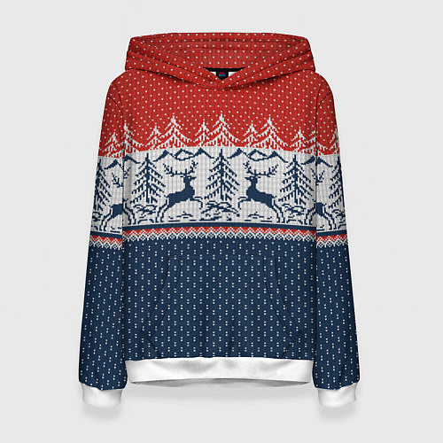 Женская толстовка Вязаный узор с оленями / 3D-Белый – фото 1