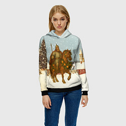 Толстовка-худи женская Богатырь на коне 2026, цвет: 3D-черный — фото 2