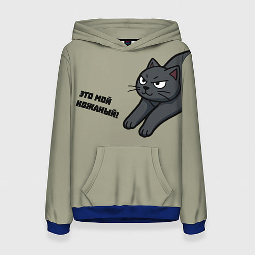 Женская толстовка Кот собственник / 3D-Синий – фото 1