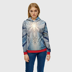 Толстовка-худи женская Ледяной перьевой орнамент со светом, цвет: 3D-красный — фото 2