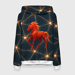 Толстовка-худи женская Объемная геометрическая лошадка 2026, цвет: 3D-белый