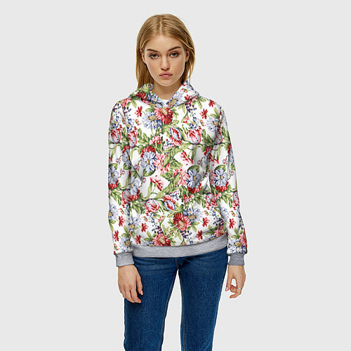 Женская толстовка Цветы / 3D-Меланж – фото 3