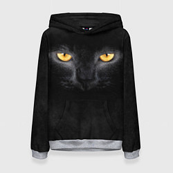 Толстовка-худи женская Черная кошка, цвет: 3D-меланж