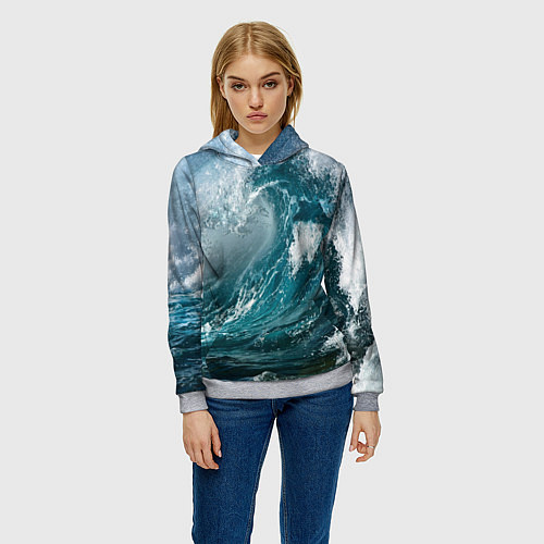 Женская толстовка Волна / 3D-Меланж – фото 3