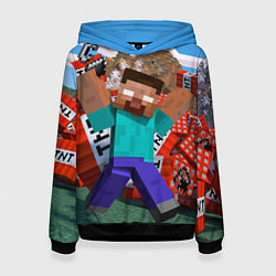 Толстовка-худи женская Minecraft Man, цвет: 3D-черный