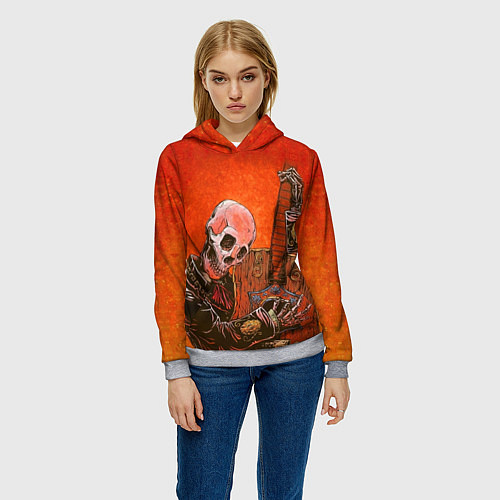 Женская толстовка Скелет с гитарой / 3D-Меланж – фото 3
