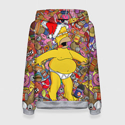 Толстовка-худи женская Обжора Гомер, цвет: 3D-меланж