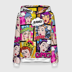 Толстовка-худи женская POP ART, цвет: 3D-белый