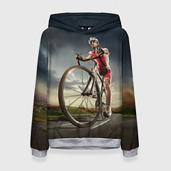 Толстовка-худи женская Велогонщик, цвет: 3D-меланж