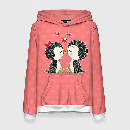 Женская толстовка Влюбленные пингвины / 3D-Белый – фото 1