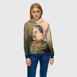 Толстовка-худи женская Иосиф Сталин, цвет: 3D-синий — фото 2