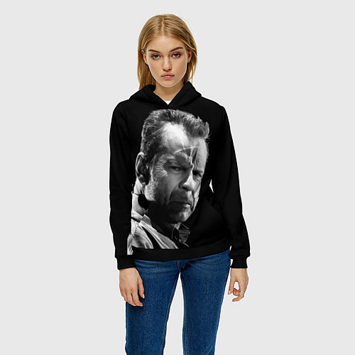 Женская толстовка Брюс Уиллис со шрамом / 3D-Черный – фото 3