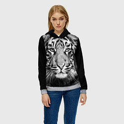 Толстовка-худи женская Красавец тигр, цвет: 3D-меланж — фото 2