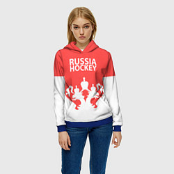 Толстовка-худи женская Russia Hockey, цвет: 3D-синий — фото 2