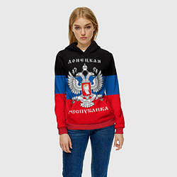 Толстовка-худи женская Донецкая народная республика, цвет: 3D-красный — фото 2