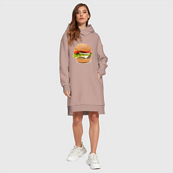 Женское худи-платье Гамбургер, цвет: пыльно-розовый — фото 2