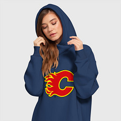 Женское худи-платье Calgary Flames, цвет: тёмно-синий — фото 2