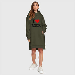 Женское худи-платье I love Rock, цвет: хаки — фото 2