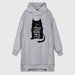 Женское худи-платье Черный кот, цвет: меланж