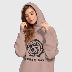 Женское худи-платье Green Day: Red Symbol, цвет: пыльно-розовый — фото 2