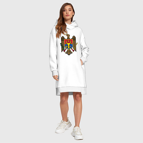 Женская толстовка-платье Молдавия герб / Белый – фото 4