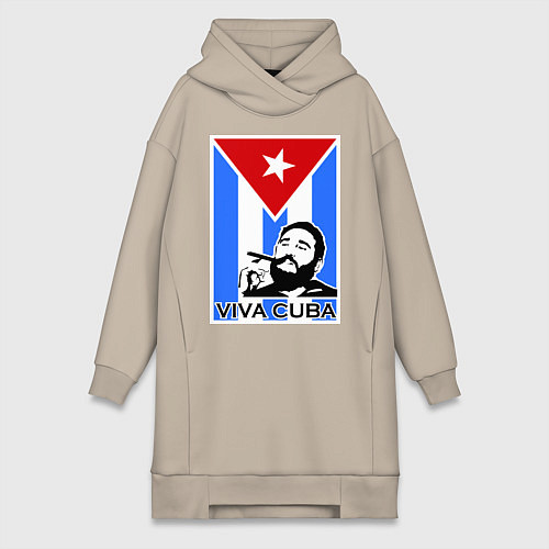 Женская толстовка-платье Fidel: Viva, Cuba! / Миндальный – фото 1