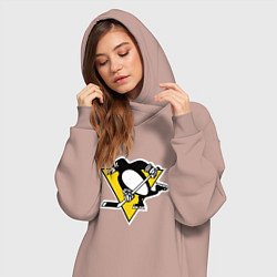Женское худи-платье Pittsburgh Penguins, цвет: пыльно-розовый — фото 2
