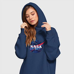 Женское худи-платье NASA: Cosmic Logo, цвет: тёмно-синий — фото 2