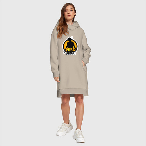 Женская толстовка-платье PUBG Top 1 / Миндальный – фото 4