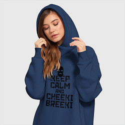 Женское худи-платье Keep Calm & Cheeki Breeki, цвет: тёмно-синий — фото 2