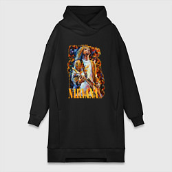 Женское худи-платье Cobain Art, цвет: черный