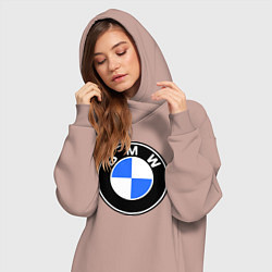 Женское худи-платье Logo BMW, цвет: пыльно-розовый — фото 2