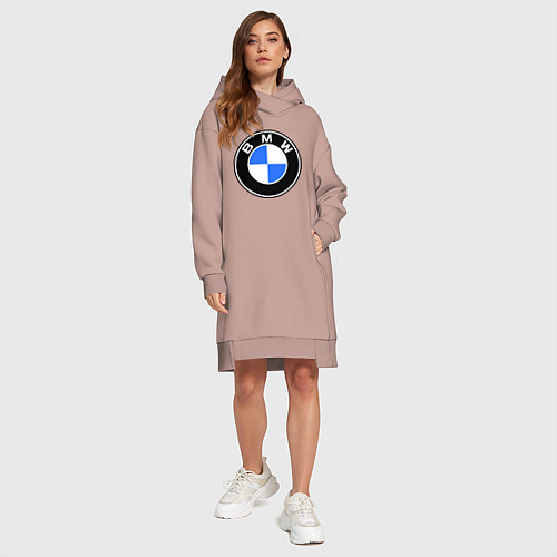 Женская толстовка-платье Logo BMW / Пыльно-розовый – фото 4