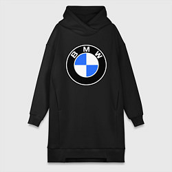 Женское худи-платье Logo BMW, цвет: черный