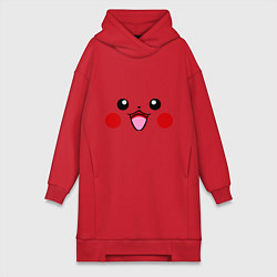Женское худи-платье Happy Pikachu, цвет: красный