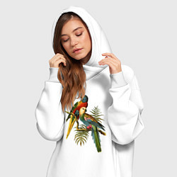 Женское худи-платье Тропические попугаи, цвет: белый — фото 2