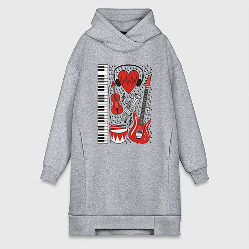 Женская толстовка-платье Истинный меломан / Меланж – фото 1