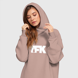 Женское худи-платье TFK: White Logo, цвет: пыльно-розовый — фото 2