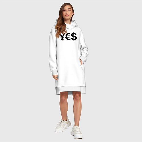 Женская толстовка-платье YE$ / Белый – фото 4