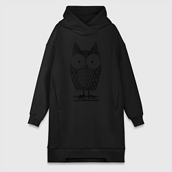 Женское худи-платье Owl grafic, цвет: черный