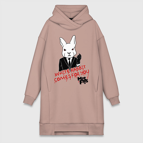 Женская толстовка-платье Misfits: White rabbit / Пыльно-розовый – фото 1
